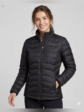 Eddie Bauer Womans CirrusLite Black Packable Lightweight Down Puffer Jacket 1794